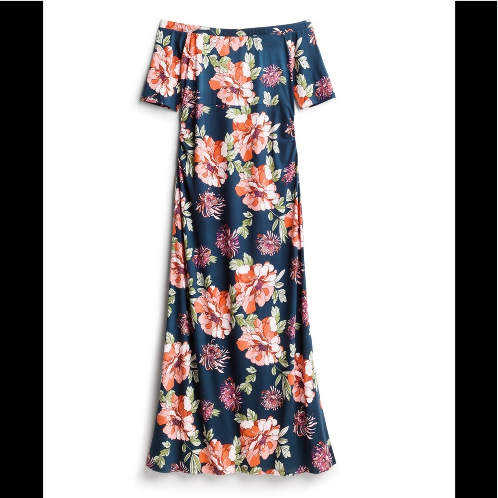 Maternity off the shoulder maxi dress